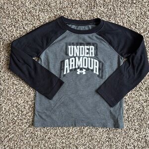 Under Armour Logo Black and Gray Long Sleeve Shirt Boys Size 4